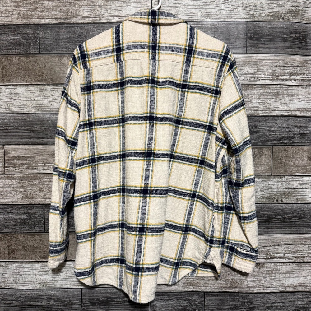 Madewell Oversized Flannel Shirt Jacket Shacket Women’s M Cream Plaid Button Up - Picture 4 of 8